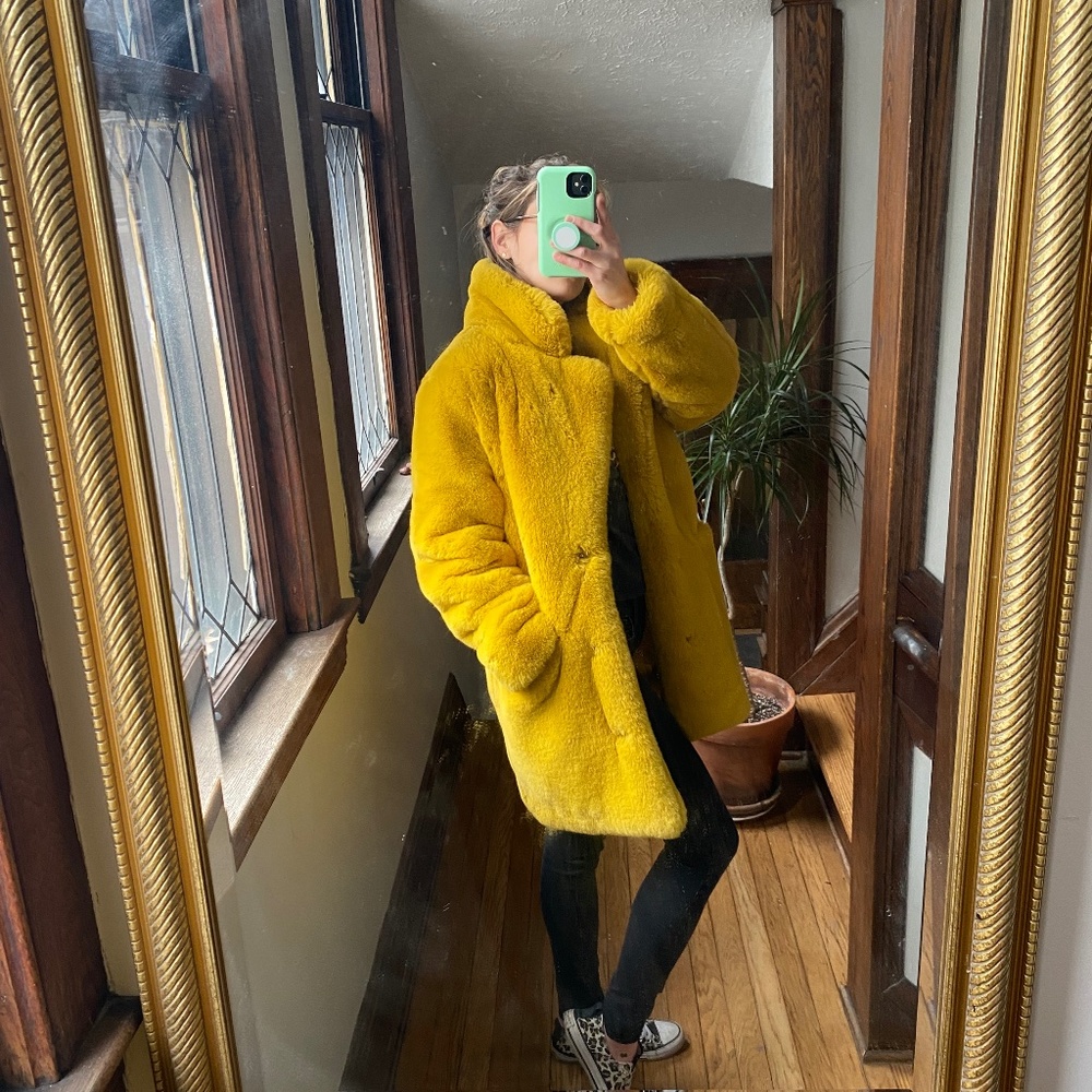 Kzell faux fur coat yellow